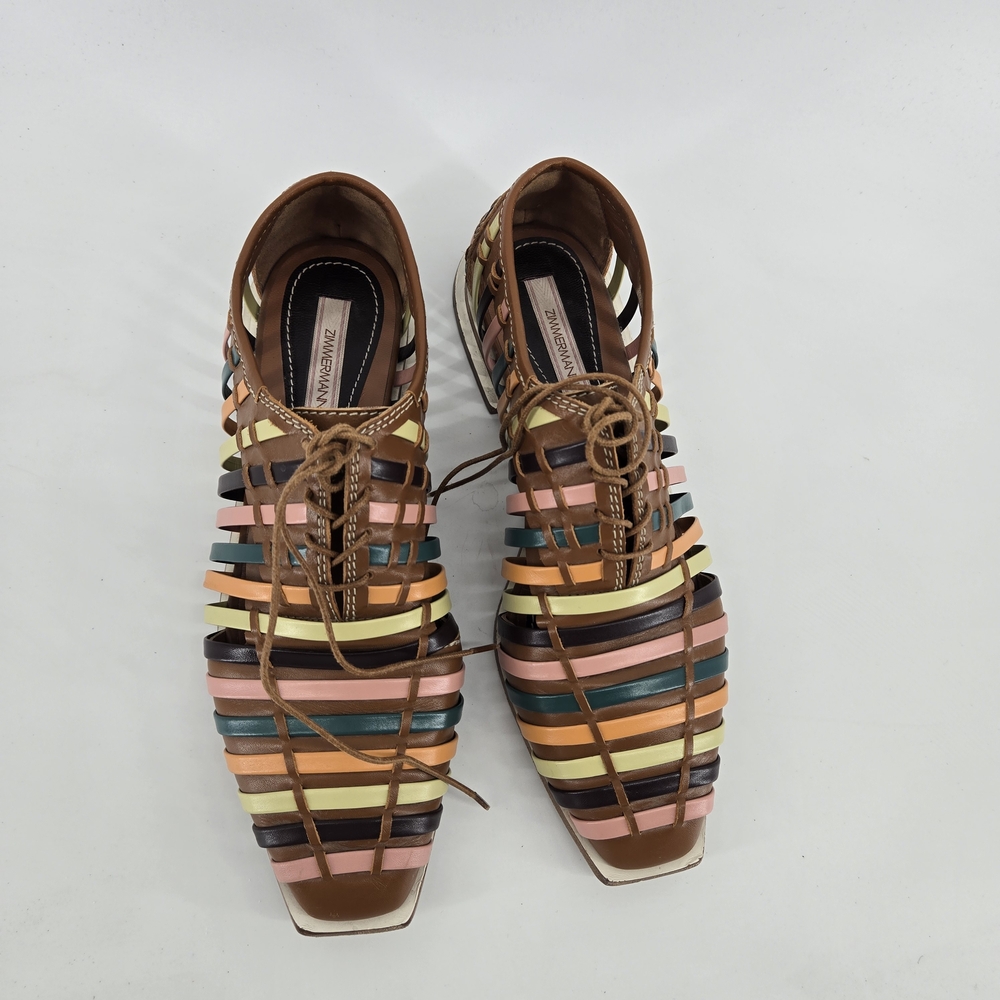 Zimmermann Woven Lace-Up Derby Flats